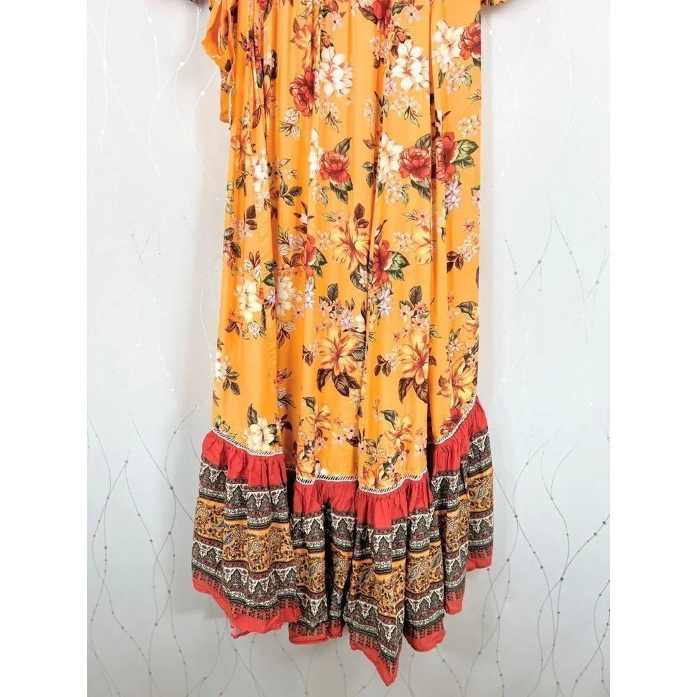 NWT FARM Rio Anthropologie Soigne Gold Maxi Dress $230 - Picture 14 of 15